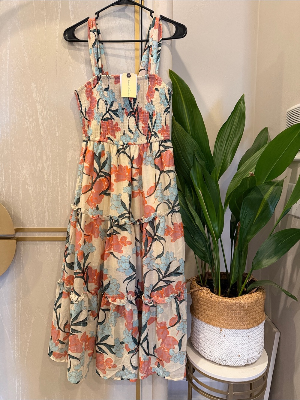 Band of the Free Tiered Floral Maxi Dress with Smocked Bodice Small